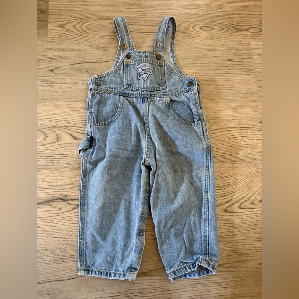 VTG Baby Guess 24m Denim Jean Overalls Light Wash Workwear Outdoors Retro Unisex